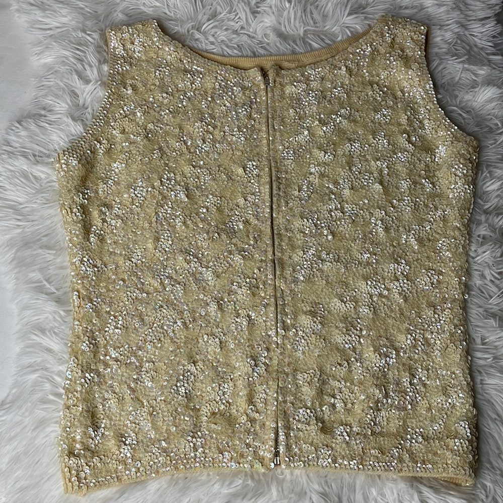 Amazing Sequin Handwoven Wool Vest circa 1950’s Excellent Condition Small/Xsmall